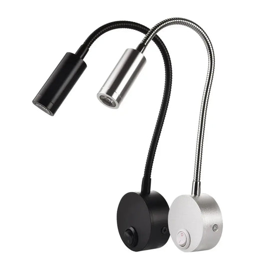 Wand Lampe 3W Home Hotel Loft Nacht Lesen Buch Schwarz Silber Licht Flexiable AUF/OFF Schalter 90-260V Spot LED Lampe       PST PS Tradings