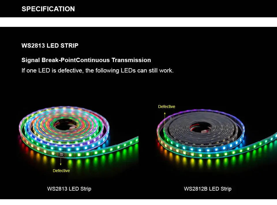 WS2813 Led Strip Light Dual Signal Individually Addressable 1m 4m 5m 30 60 100 144 LEDs WS2812B Updated Black White PCB DC5V       PST PS Tradings