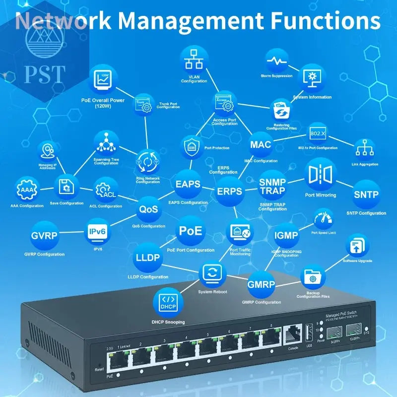 HORACO 2.5Gb 8-Port PoE Switch mit 10G SFP+ PST PS Tradings Netzwerkswitch PST PS Tradings  PST PS Tradings HORACO 2.5Gb 8-Port PoE Switch mit 10G SFP+ Netzwerkswitch
