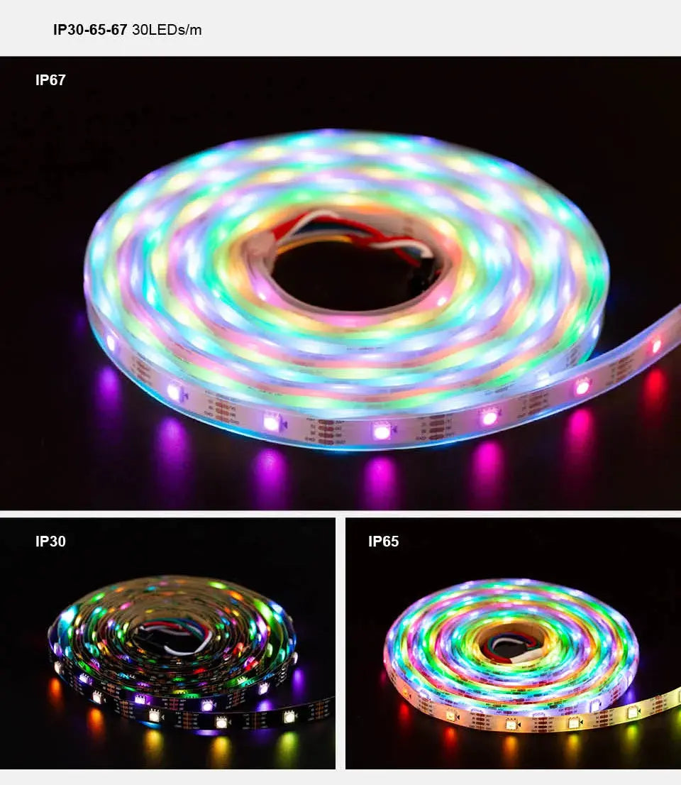 WS2813 Led Strip Light Dual Signal Individually Addressable 1m 4m 5m 30 60 100 144 LEDs WS2812B Updated Black White PCB DC5V       PST PS Tradings