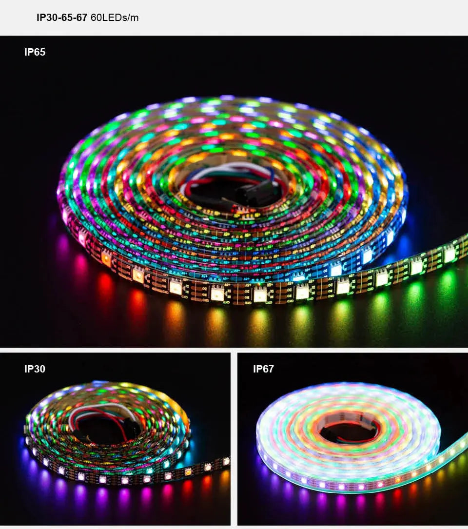 WS2813 Led Strip Light Dual Signal Individually Addressable 1m 4m 5m 30 60 100 144 LEDs WS2812B Updated Black White PCB DC5V       PST PS Tradings