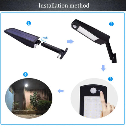 900lm Led Solar Licht Im Freien Wasserdichte Beleuchtung Für Garten Wand 48 leds Vier Modi Drehbare Pol Solar Lampe Neueste       PST PS Tradings