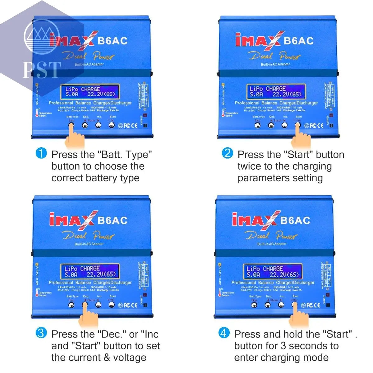 HTRC iMAX B6AC 80W 6A Lipo Charger Balancer For Nimh Nicd Lipo LiFe Li-ion Pb Battery LCD Screen Display RC Charger Discharge       PST PS Tradings