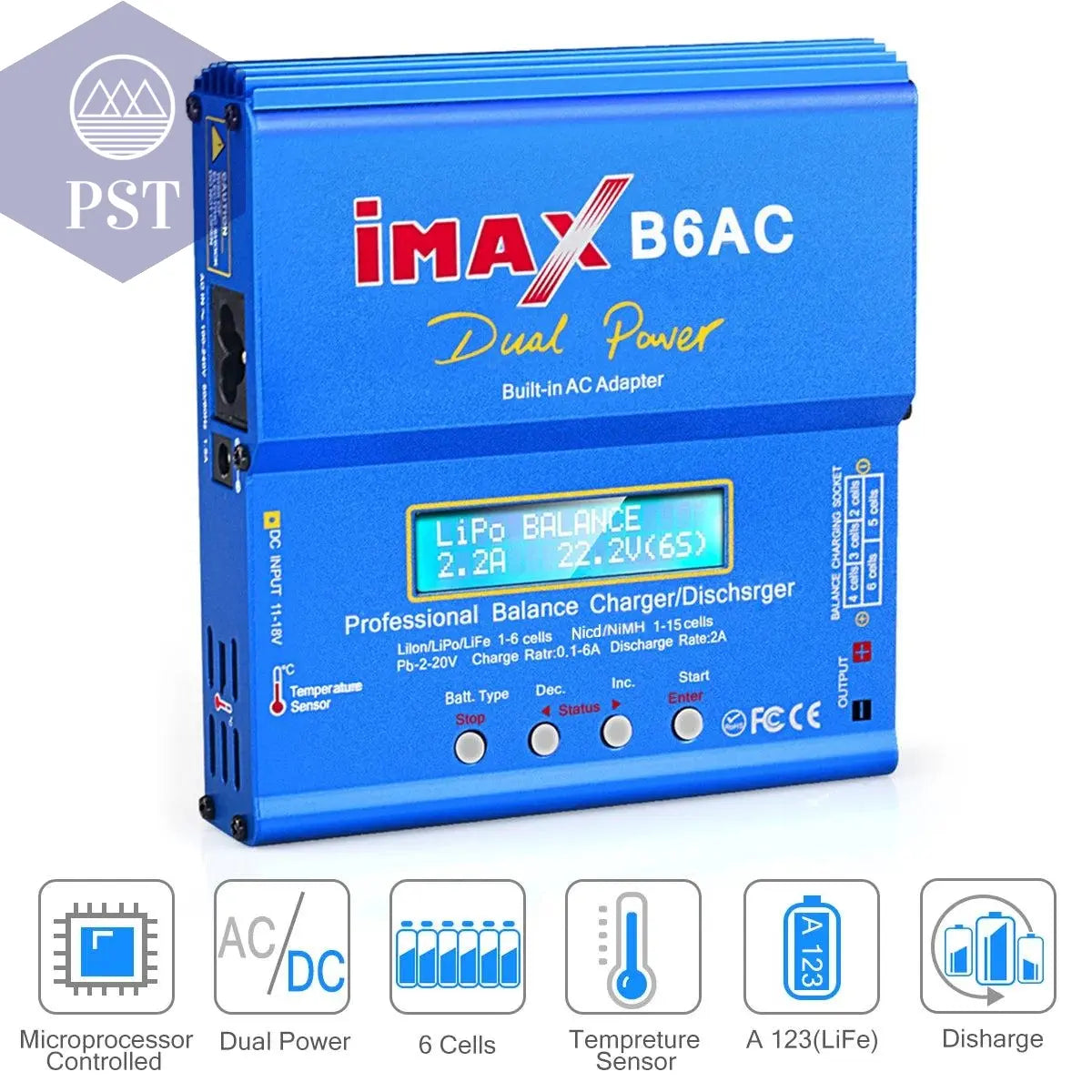 HTRC iMAX B6AC 80W 6A Lipo Charger Balancer For Nimh Nicd Lipo LiFe Li-ion Pb Battery LCD Screen Display RC Charger Discharge       PST PS Tradings