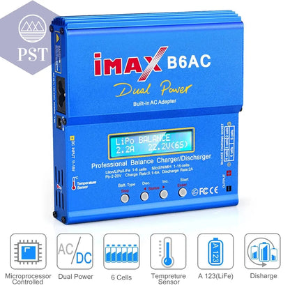 HTRC iMAX B6AC 80W 6A Lipo Charger Balancer For Nimh Nicd Lipo LiFe Li-ion Pb Battery LCD Screen Display RC Charger Discharge       PST PS Tradings