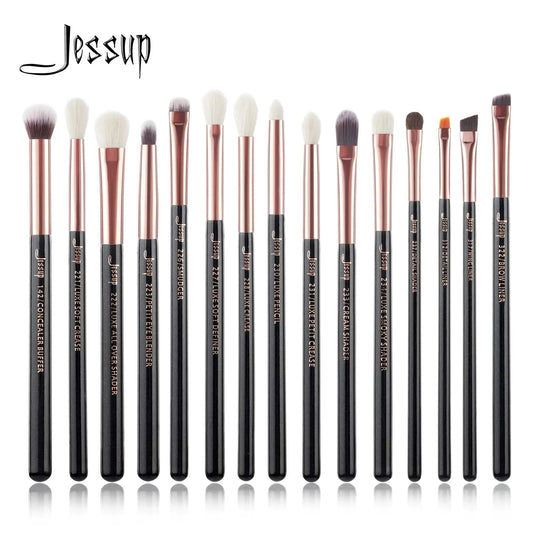 Jessup Makeup Brushes Set 15pcs Make up Brush Tools kit Eye Liner Shader natural-synthetic hair Rose Gold/Black T157 - PST PS Tradings