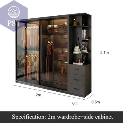 Kleiderschrank Modul Schrank Ankleide für Schlafzimmer Glasschrank PST PS Tradings Möbel PST PS Tradings 240x60x210cm PST PS Tradings