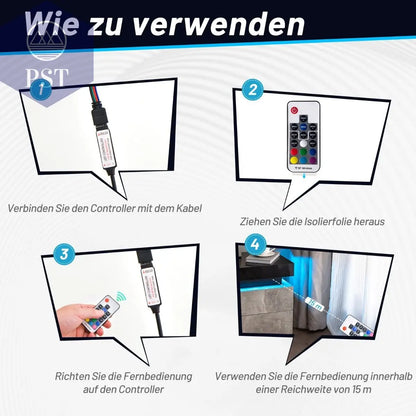 LED Nachttisch mit 2 Schubladen - Modernes Design PST PS Tradings Nachttisch PST PS Tradings  PST PS Tradings LED Nachttisch mit 2 Schubladen - Modernes Design Nachttisch