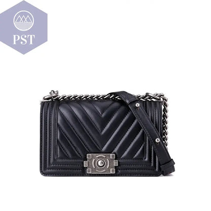 Leather one-shoulder diagonal colorful chain bag  Handtasche bag Shopper     PST PS Tradings