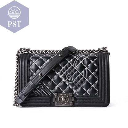 Leather one-shoulder diagonal colorful chain bag  Handtasche bag Shopper     PST PS Tradings