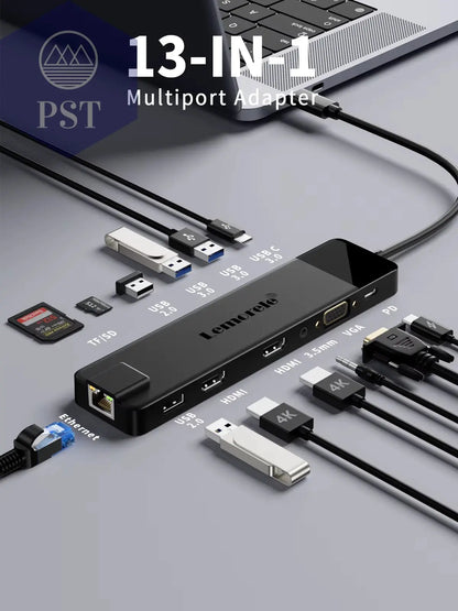 Lemorele 4K USB Hub USB C Auf Dual HDMI VGA Gigabit Dockingstation USB 3.0 VGA Adapter Sd-Kartenleser Für Windows Macbook Air PST PS Tradings  PST PS Tradings  PST PS Tradings