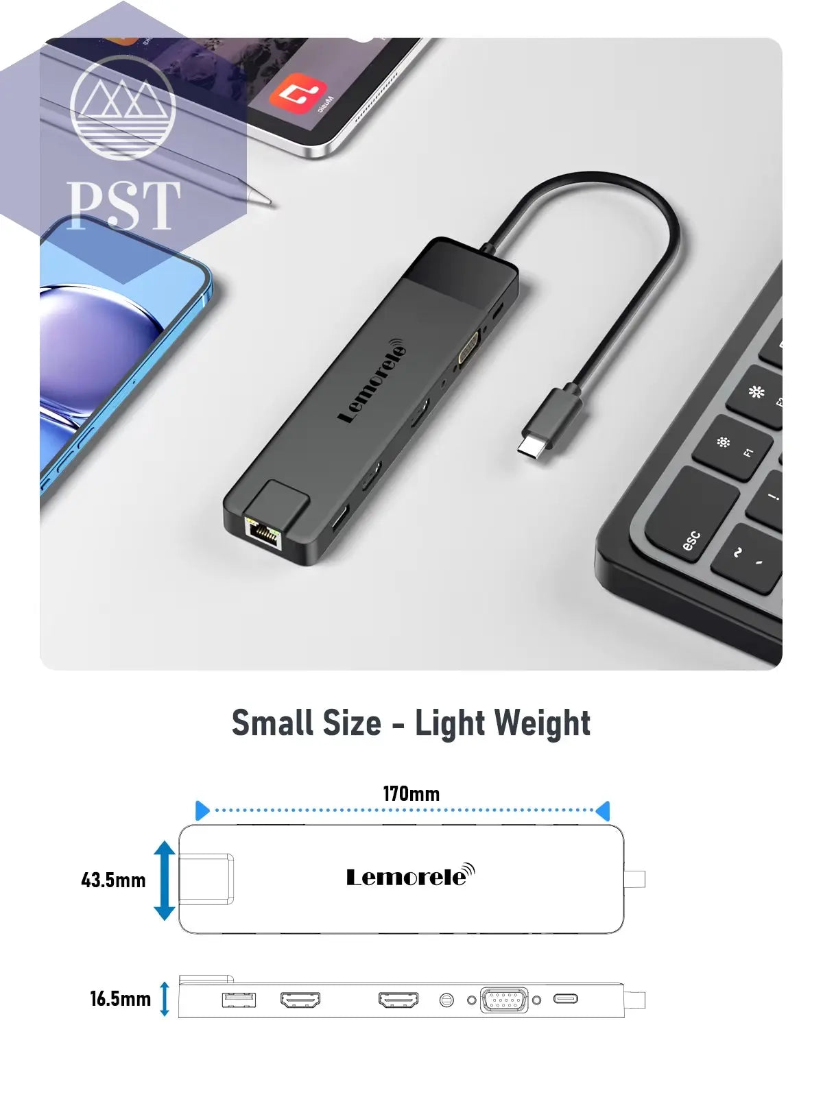 Lemorele 4K USB Hub USB C Auf Dual HDMI VGA Gigabit Dockingstation USB 3.0 VGA Adapter Sd-Kartenleser Für Windows Macbook Air PST PS Tradings  PST PS Tradings  PST PS Tradings