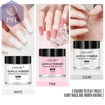 Limegirl Acrylic Powder Set Pink White Clear Acrylic Nail Kit for Nails Extension Professional Nail Art Acrylic Liquid Set  nail extension set     PST PS Tradings