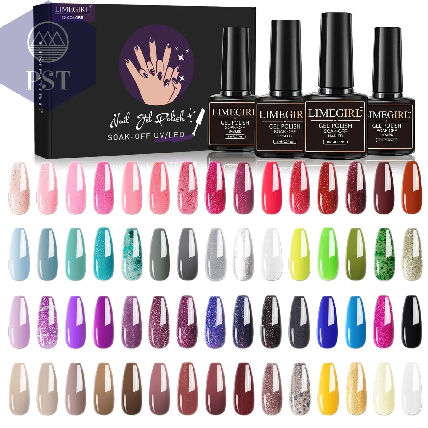 Limegirl Gel Nail Polish Set 60/40/24Colors Semi Permanent UV Led Gel Varnish Soak Off Nail Lacquers Base Top Coat  Limegirl Gel Nail Polish set     PST PS Tradings