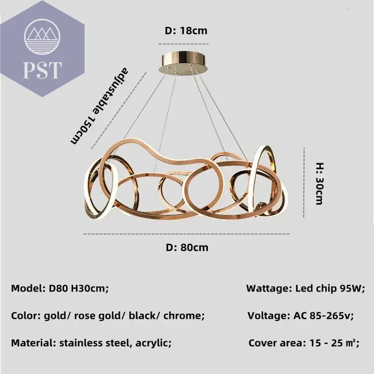 Luxuriöse Dimmbare Pendelleuchte Esstisch Leuchter Wohnzimmer Beleuchtung PST PS Tradings Pendelleuchte PST PS Tradings gold-in-stock-D80cm-98W-warm-light-3000K PST PS Tradings