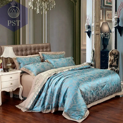 Luxuriöses Satin Jacquard Bettwäsche Set 4-6tlg. PST PS Tradings  PST PS Tradings King-6Pcs-Color-4-Fitted-sheet-style PST PS Tradings Luxuriöses Satin Jacquard Bettwäsche Set 4-6tlg.