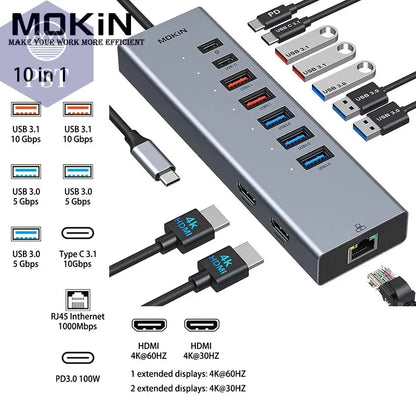 MOKiN USB-C Dockingstation für MacBook & iPad PST PS Tradings  PST PS Tradings 10-in-1-Russian-Federation PST PS Tradings