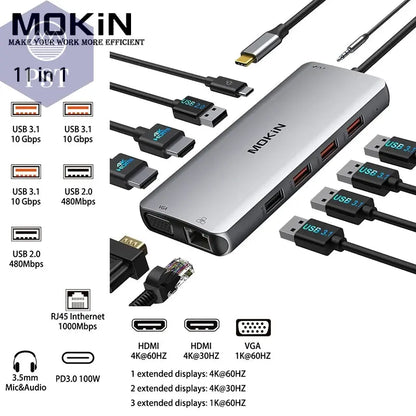 MOKiN USB-C Dockingstation für MacBook & iPad PST PS Tradings  PST PS Tradings 11-in-1-Russian-Federation PST PS Tradings