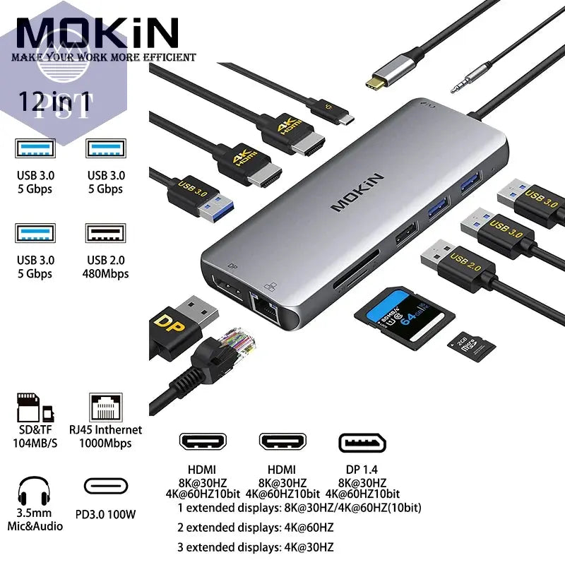 MOKiN USB-C Dockingstation für MacBook & iPad PST PS Tradings  PST PS Tradings 12-in-1-Russian-Federation-1 PST PS Tradings