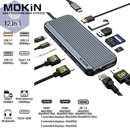 MOKiN USB-C Dockingstation für MacBook & iPad PST PS Tradings  PST PS Tradings 12-in-1-Russian-Federation PST PS Tradings