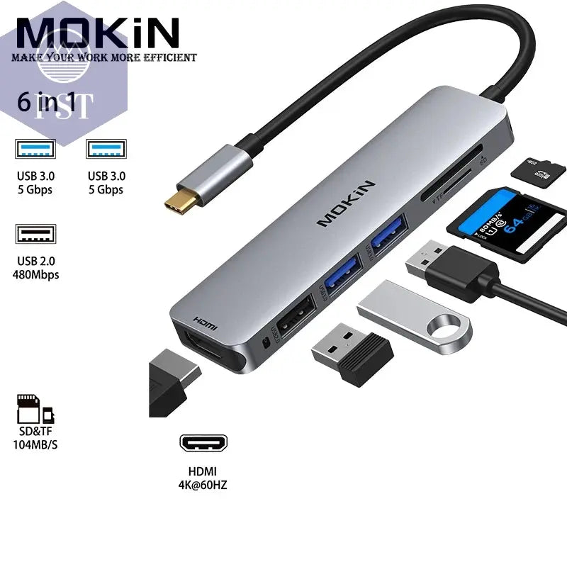 MOKiN USB-C Dockingstation für MacBook & iPad PST PS Tradings  PST PS Tradings 6-in-1-Russian-Federation PST PS Tradings