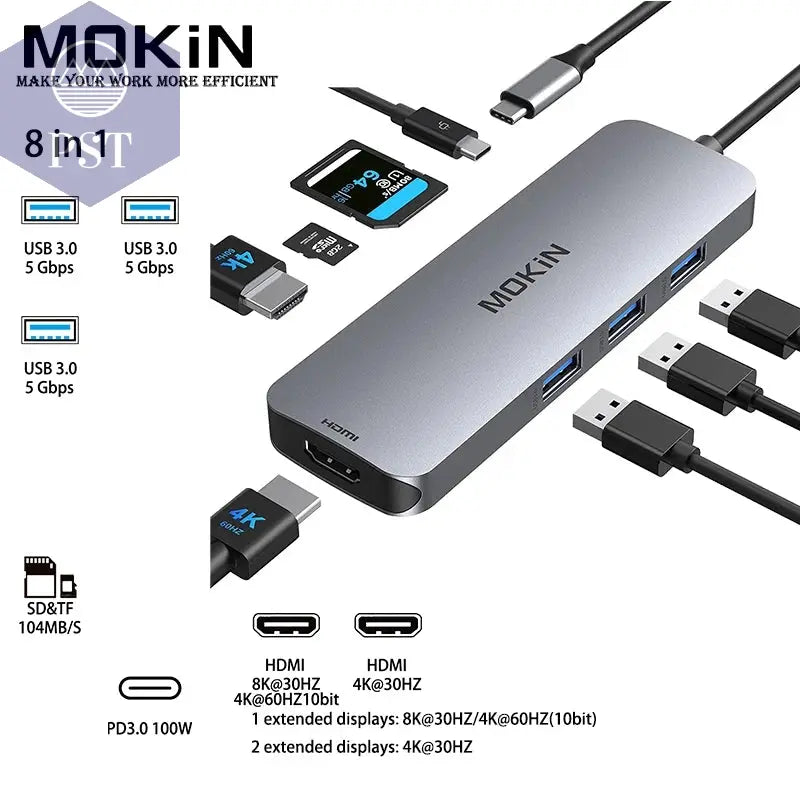 MOKiN USB-C Dockingstation für MacBook & iPad PST PS Tradings  PST PS Tradings 8-in-1-Russian-Federation PST PS Tradings