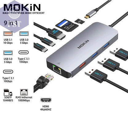 MOKiN USB-C Dockingstation für MacBook & iPad PST PS Tradings  PST PS Tradings 9-in-1-Russian-Federation PST PS Tradings