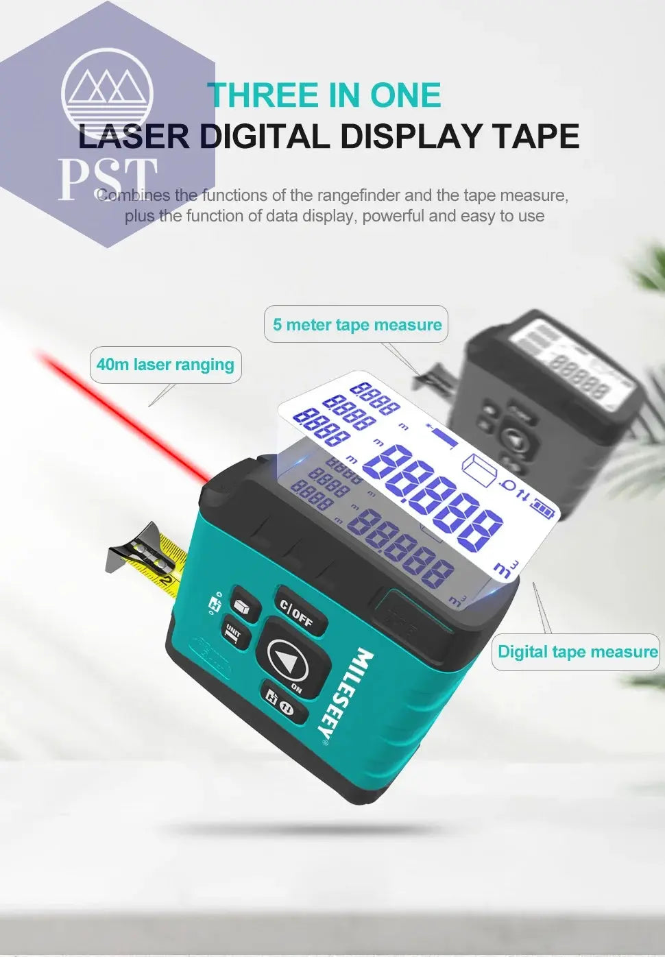 Mileseey Tragbare Laser-distanzmessgerät 60 M Laser-entfernungsmesser high-präzision Digitale trena laser band palette finder messen werkzeug  Tools - Hand Tools - Industrial Tweezers     PST PS Tradings