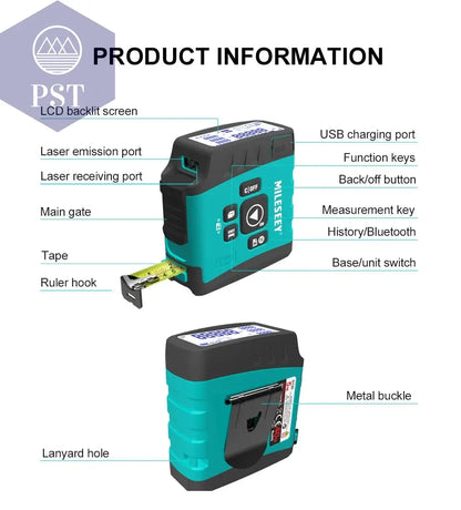 Mileseey Tragbare Laser-distanzmessgerät 60 M Laser-entfernungsmesser high-präzision Digitale trena laser band palette finder messen werkzeug  Tools - Hand Tools - Industrial Tweezers     PST PS Tradings