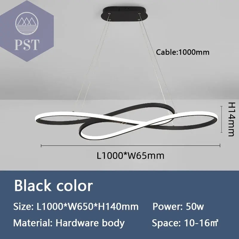 Moderne LED Deckenleuchte Pendelleuchte Beleuchtung Schwarz/Gold PST PS Tradings Deckenleuchte PST PS Tradings Dimmable-RC-With-App-L1000mm-Black PST PS Tradings