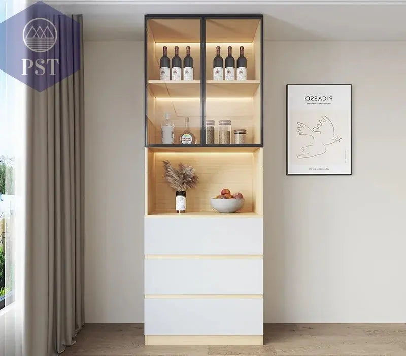 Moderne Wohnzimmerschrank mit Glastüren PST PS Tradings  PST PS Tradings 80x40x220cm-W PST PS Tradings