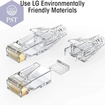 NASTAKO 20/50/100pcs Cat6 RJ45 Connector UTP Cable Ethernet Jack 8P8C Network CAT6 Cat5e Modular Plugs with 6.5mm RJ45 Caps - PST PS Tradings