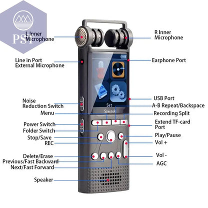 Professional Voice Activated Digital Audio Recorder 16GB 8GB USB Pen Non-Stop 100hr Recording PCM 1536Kbps External Microphone  Audio Recorder     PST PS Tradings
