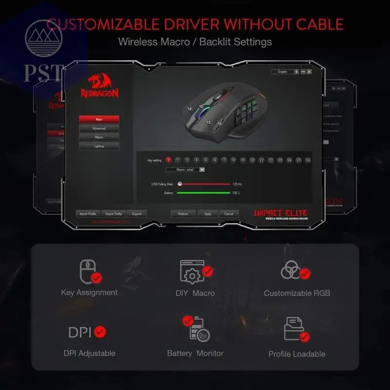 Redragon M913 Gaming Maus 16000 DPI Wireless PST PS Tradings   Redragon M913 Gaming Maus 16000 DPI Wireless