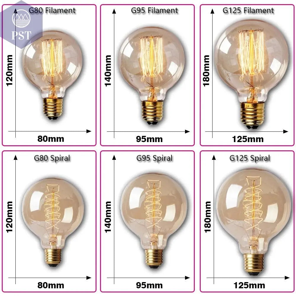 Retro Edison Light Bulb E27 220V 40W ST64 G80 G95 T10 T45 T185 A19 A60 Filament Incandescent Ampoule Bulbs Vintage Edison Lamp       PST PS Tradings