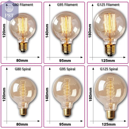 Retro Edison Light Bulb E27 220V 40W ST64 G80 G95 T10 T45 T185 A19 A60 Filament Incandescent Ampoule Bulbs Vintage Edison Lamp       PST PS Tradings