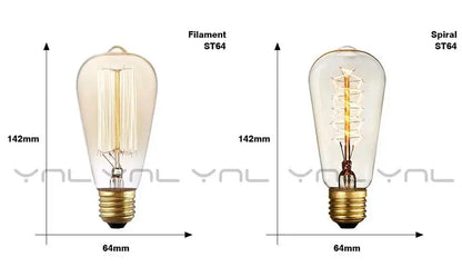 Retro Edison Light Bulb E27 220V 40W ST64 G80 G95 T10 T45 T185 A19 A60 Filament Incandescent Ampoule Bulbs Vintage Edison Lamp       PST PS Tradings