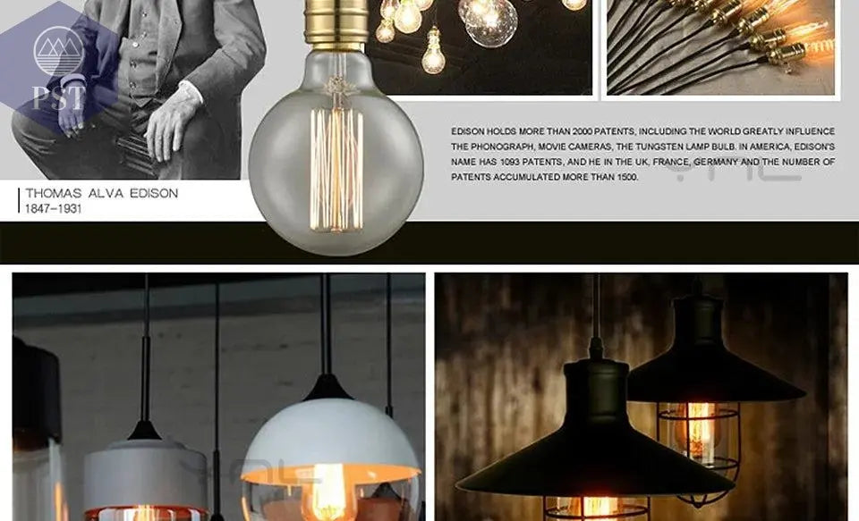 Retro Edison Light Bulb E27 220V 40W ST64 G80 G95 T10 T45 T185 A19 A60 Filament Incandescent Ampoule Bulbs Vintage Edison Lamp       PST PS Tradings