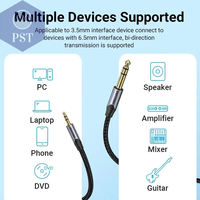Tions 3,5mm zu 6,35mm Adapter Aux Kabel für Mixer Verstärker Gold Überzogene 3,5 Klinke auf 6,5 Klinke 0,5 m 3m 5m Aux Cabo Stecker auf Stecker       PST PS Tradings