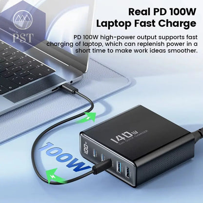 Toocki 140W Gan Usb Ladegerät 5 In1 Desktop Schnell Aufladen Usb Typ C Ladegerät Led Display Ladegerät Für Iphone Xiaomi Smartphone Laptop PST PS Tradings  PST PS Tradings  PST PS Tradings Toocki 140W Gan Usb Ladegerät 5 In1 Desktop Schnell Aufladen Usb Typ C Ladegerät Led Display Ladegerät Für Iphone Xiaomi Smartphone Laptop