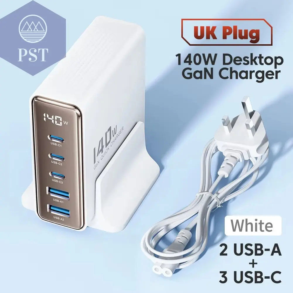Toocki 140W Gan Usb Ladegerät 5 In1 Desktop Schnell Aufladen Usb Typ C Ladegerät Led Display Ladegerät Für Iphone Xiaomi Smartphone Laptop PST PS Tradings  PST PS Tradings Uk-White PST PS Tradings Toocki 140W Gan Usb Ladegerät 5 In1 Desktop Schnell Aufladen Usb Typ C Ladegerät Led Display Ladegerät Für Iphone Xiaomi Smartphone Laptop