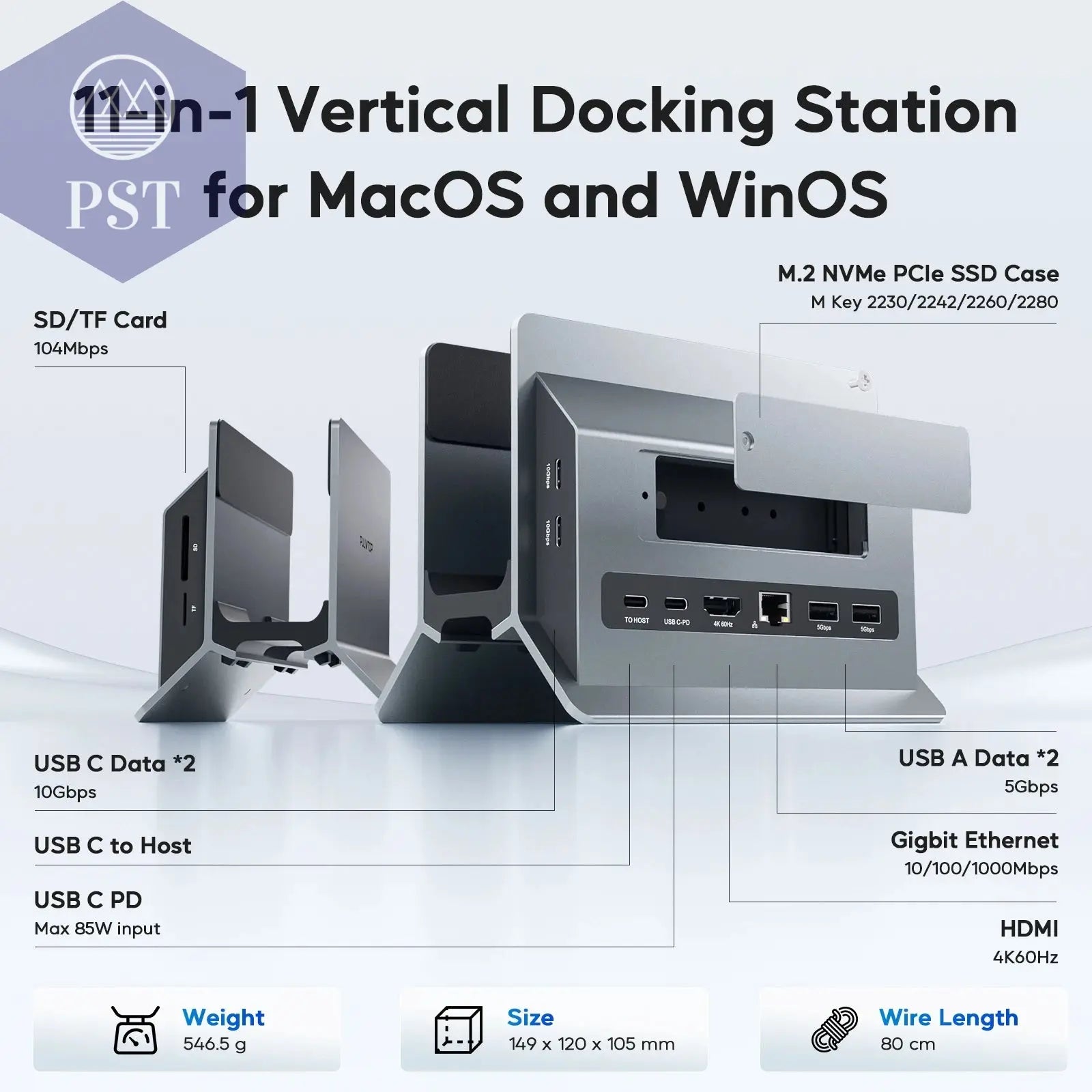 USB HUB 11-in-1 Docking Station SSD-Hub Mac Windows PST PS Tradings Docking PST PS Tradings  PST PS Tradings