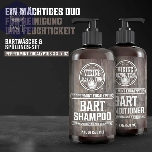 Viking Revolution Bart Shampoo & Conditioner Set - Erweicht, Glättet & Stärkt Den Bartwuchs - Natürlicher Pfefferminz- & Eukalyptusduft - Geschenke Für Männer - 2 X 500 Ml PST PS Tradings  PST PS Tradings  PST PS Tradings Viking Revolution Bart Shampoo & Conditioner Set - Erweicht, Glättet & Stärkt Den Bartwuchs - Natürlicher Pfefferminz- & Eukalyptusduft - Geschenke Für Männer - 2 X 500 Ml