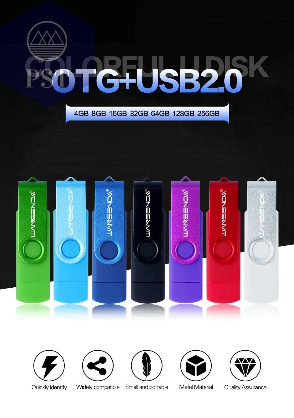 Wansenda OTG USB Flash Drive 256GB 128GB 64GB 32GB 16GB 8GB Cle USB Pendrive For Android Phone/Tablet /PC USB 2.0 Thumb Drive       PST PS Tradings