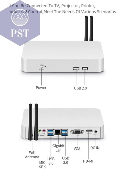 XCY Mini PC Computer Intel Core i5 4200U 3317U i7 4500U J1900 Win10 Win11 Linux Ubuntu Office Desktop HTPC Personal Computer       PST PS Tradings