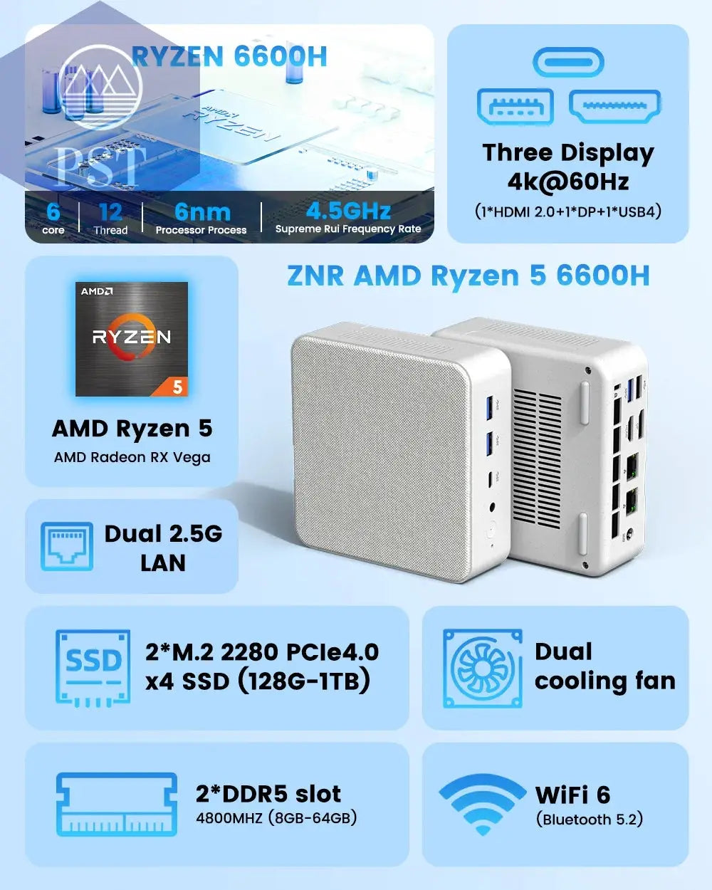 ZXIPC Mini PC AMD Ryzen 5 16GB Windows 11 PST PS Tradings   ZXIPC Mini PC AMD Ryzen 5 16GB Windows 11
