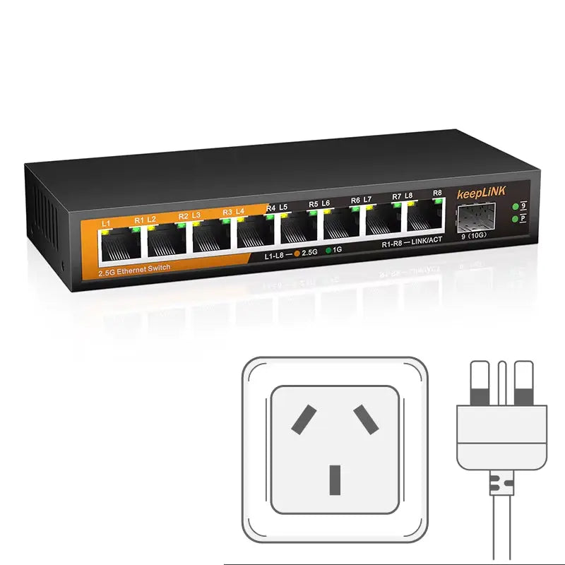8-Port 2.5Gbps Ethernet Network with 1-10Gb SFP+ Unmanaged Plug and Play